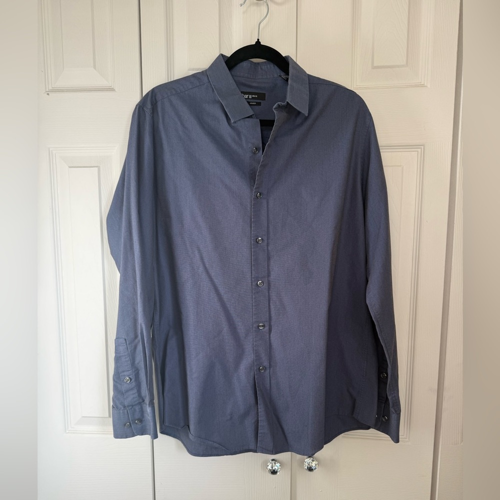 Bar III Men's Slim Fit Dark Blue Dress Button-Down Shirt